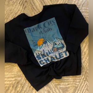 Time & True M Sweater Ski Chalet. Navy Blue NWT